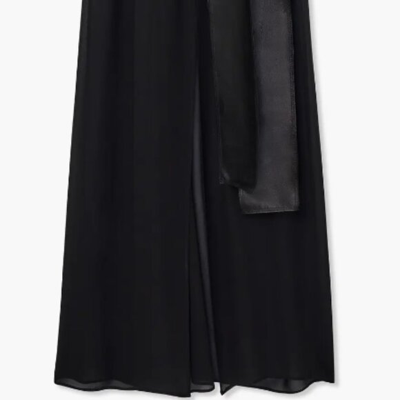 St. John Tonal Beaded Long Sleeve Silk Georgette Gown - Picture 5 of 12